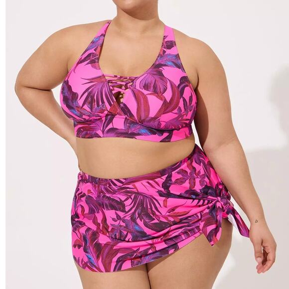 Torrid Two Piece Pink Bikini Swim Top size 6 (6X) Swim Skirt Size 5 (5X) New - Picture 2 of 4